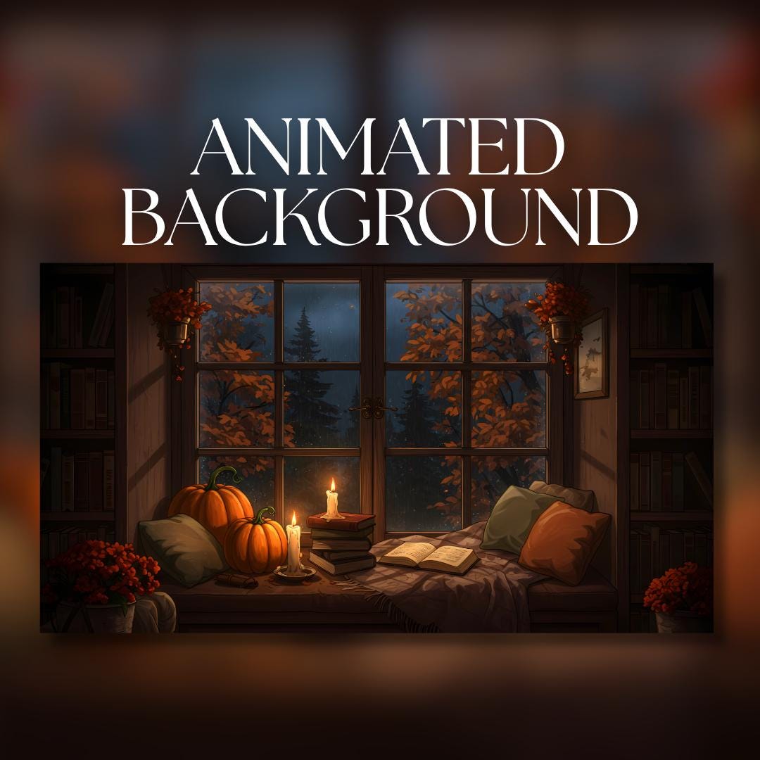 Animated Background | Cozy Autumn Window Nook | Rainy Night Reading ...