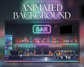 Animated Background | Neon Bar Interior with Bottles, Glassware, and Tap Station | VTuber Streaming Background | AVT28