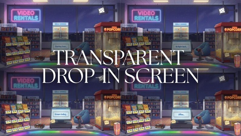 Animated Stream Screens | Retro VHS Video Rental Store Interior ...