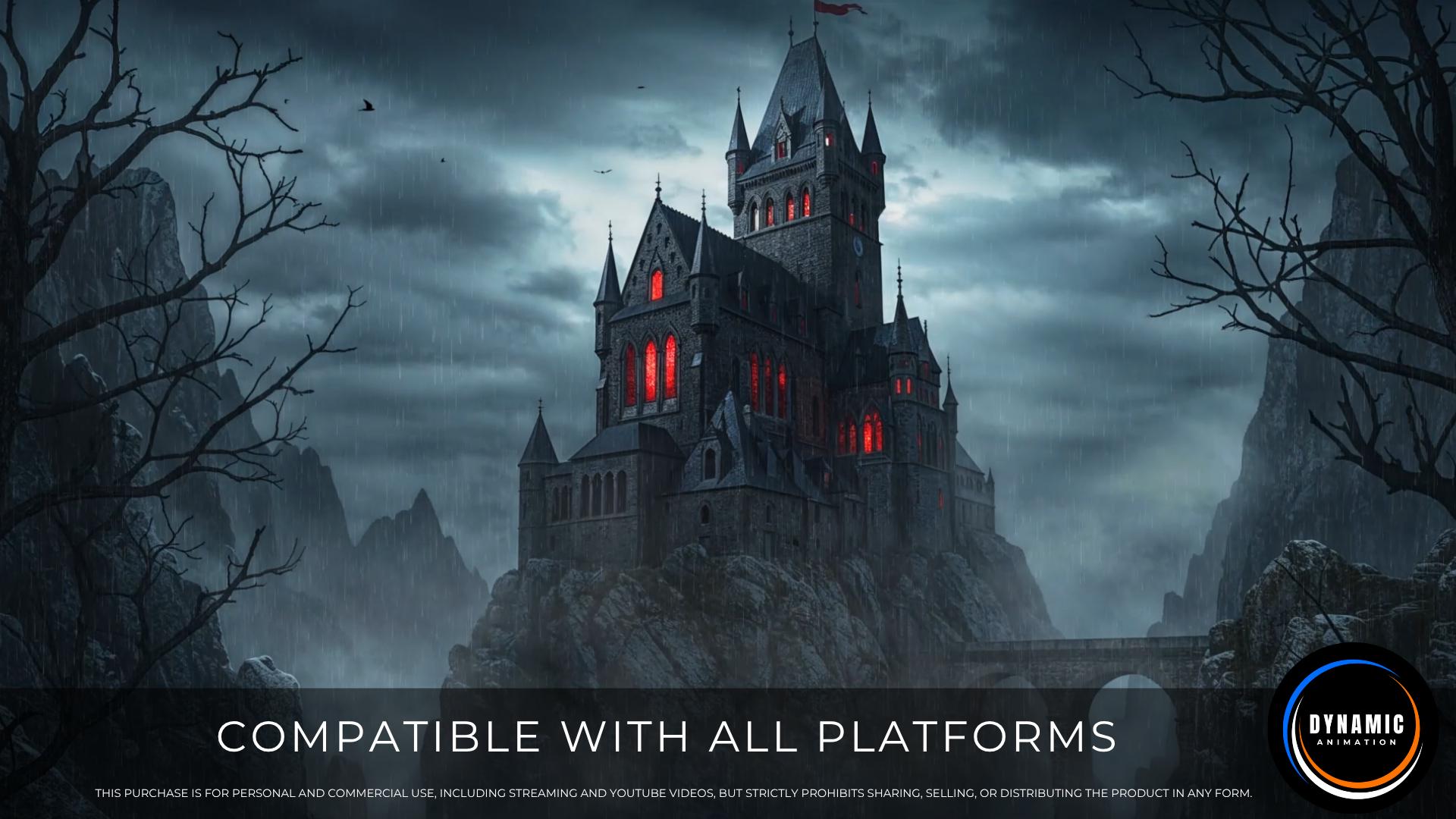 Fondo animado / Castillo gótico embrujado / Lluvia y niebla / Murciélagos  volando / Cielo tormentoso / Descarga digital MP4 para streaming / AB548 -  Etsy México, image size:1920x1080