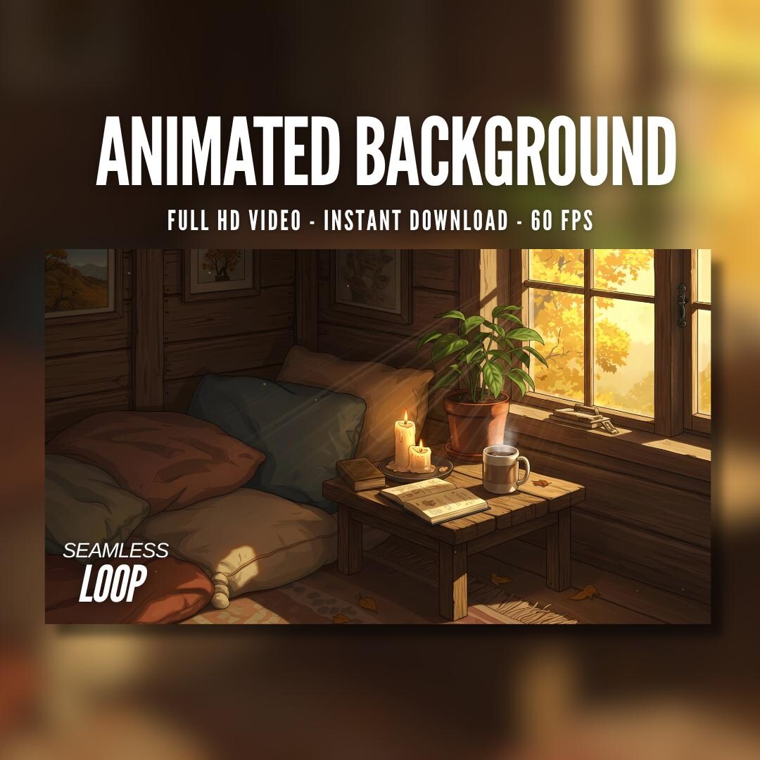 Animated Background | Cozy Autumn Cabin | Window View | Candles ...