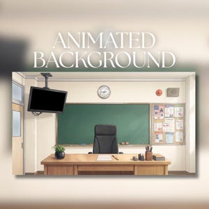 アニメーション背景 | 先生の机 | アニメ風学校の教室 | VTuber配信背景 | AVT20