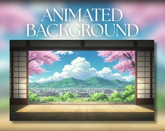 Animated Background | Japanese Room Cherry Blossom View | Spring Countryside Landscape | MP4 Digital Download | AB468
