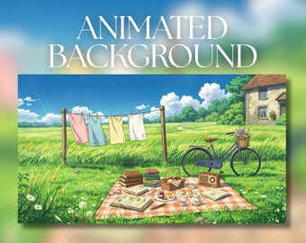Animated Background | Sunny Countryside Picnic Scene | Cottage Garden Summer Ambience | MP4 Digital Download | AB23