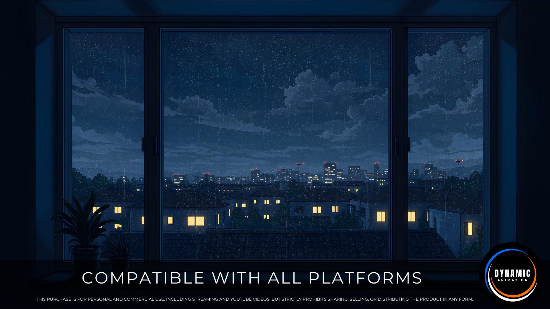 Animated Background | Rainy Night City View From Window | Cozy Urban ...