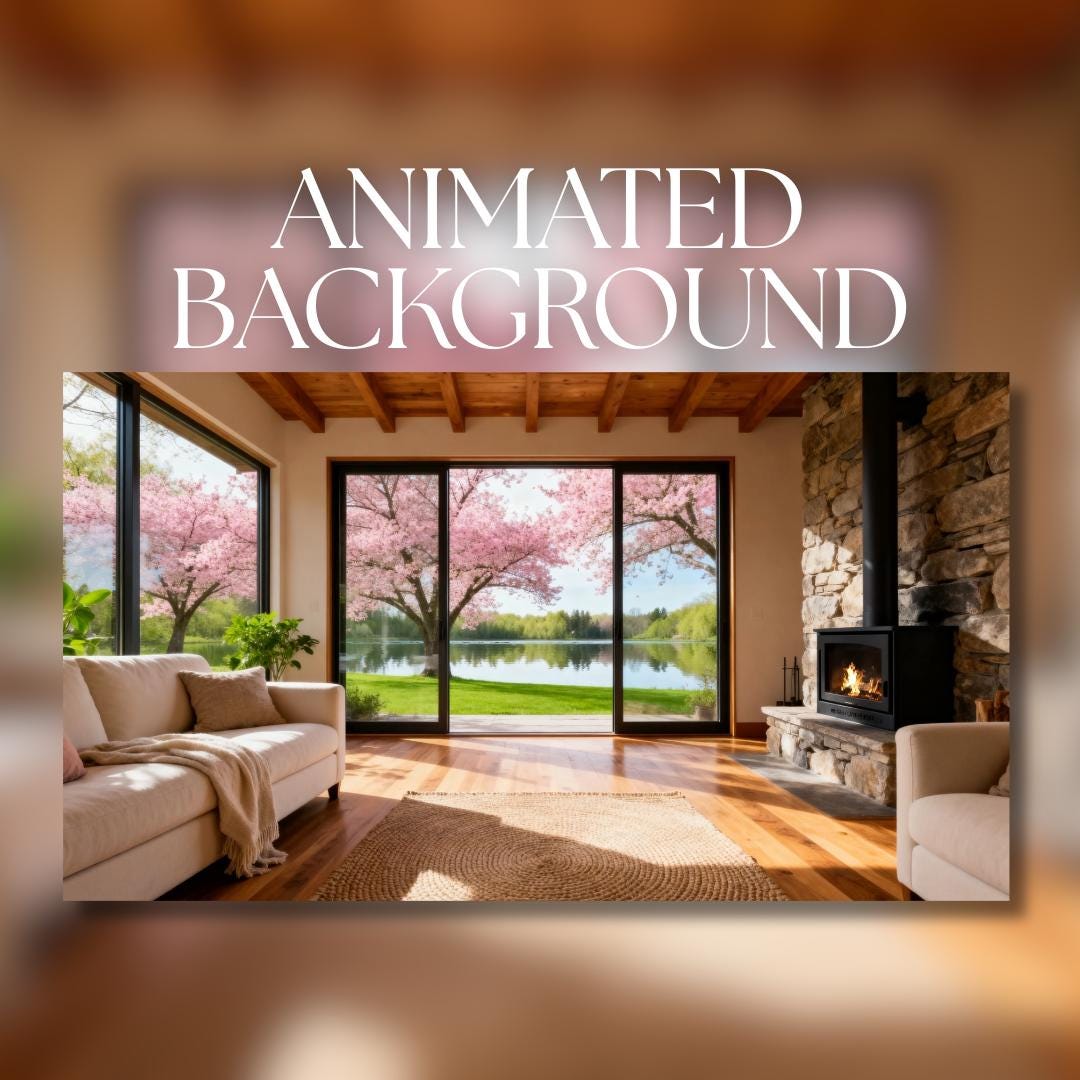 Animated Background | Cozy Modern Living Room With Fireplace | Spring ...