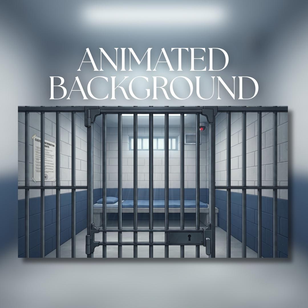 Animated Background | Prison Cell Interior With Bars & Night Window ...