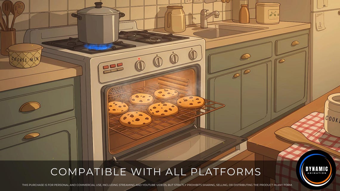 Animated Background | Cozy Kitchen | Fresh Cookies Baking in Warm Oven ...