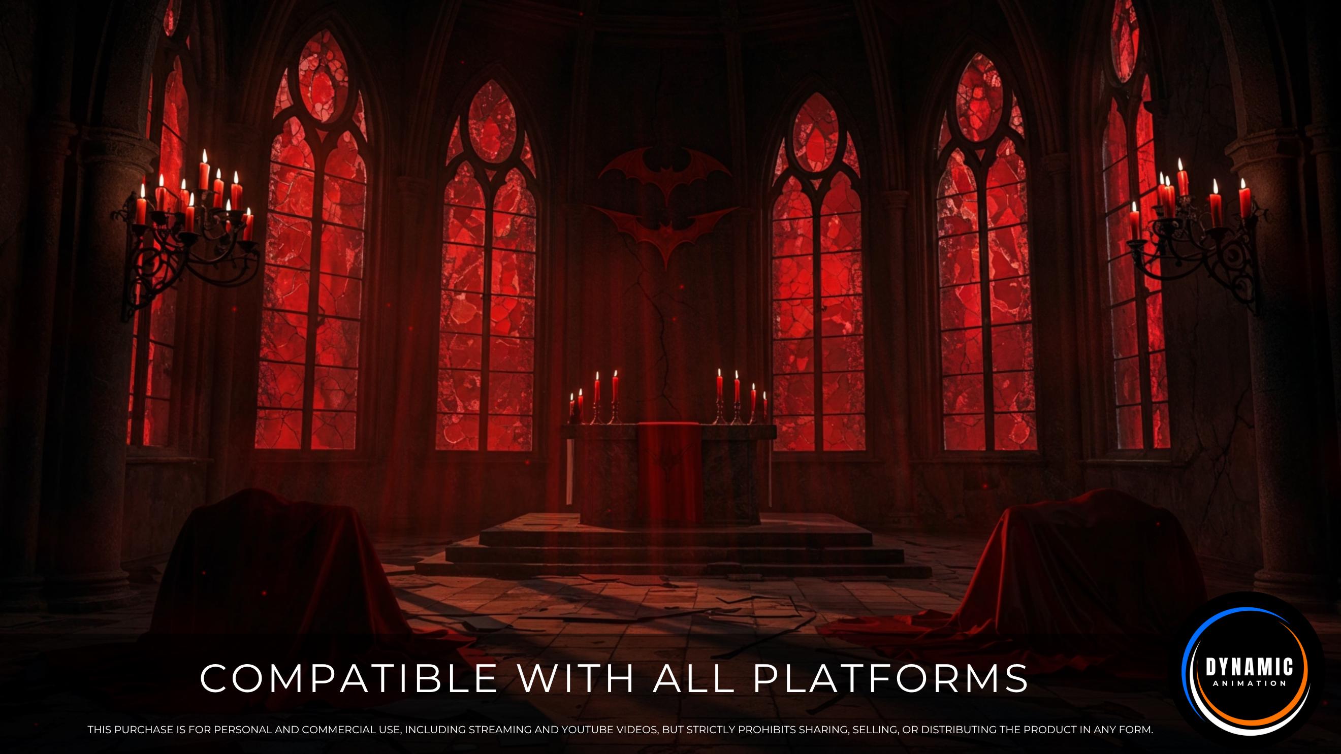 Fondo animado / Catedral gótica de vampiros / Vitrales rojos y altar  iluminado con velas / Descarga digital MP4 para streaming / AB558 - Etsy  México, image size:2640x1485