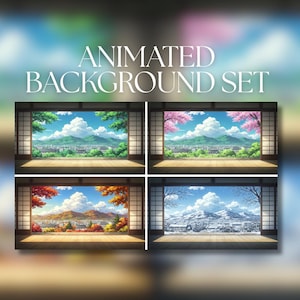 Animated Background Set | Japanese Room Seasonal Views | Spring | Summer | Autumn | Winter | MP4 Digital Download | BGS11