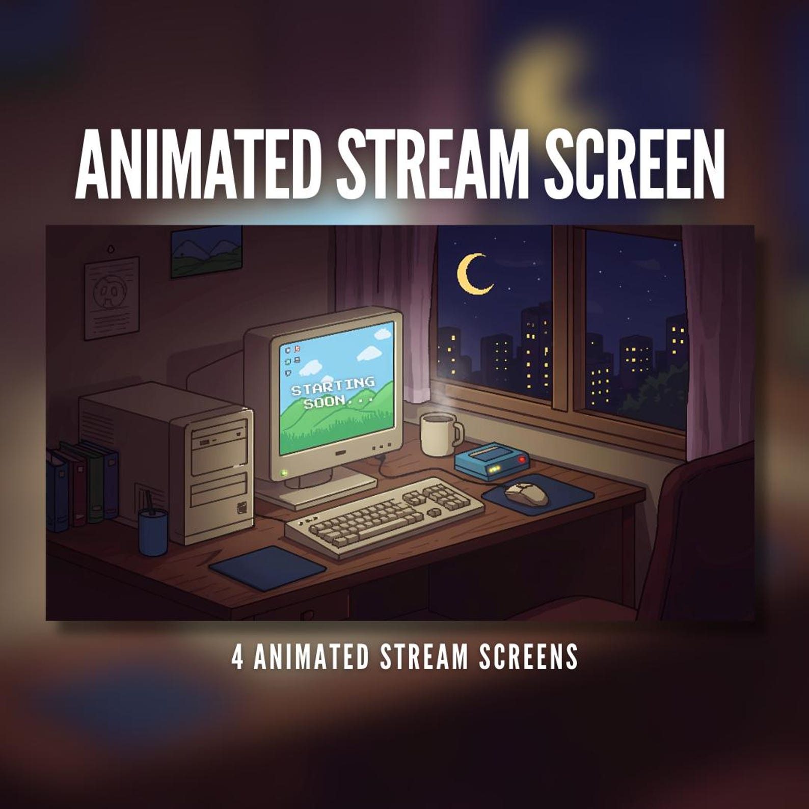Animated Stream Screen | Retro Computer Desktop | CRT Monitor | 4 ...
