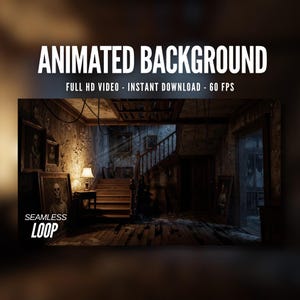 Animated Background | Haunted Staircase | Creepy Abandoned Manor | Dusty Horror Ambience | MP4 Digital Download for Streaming | AB632
