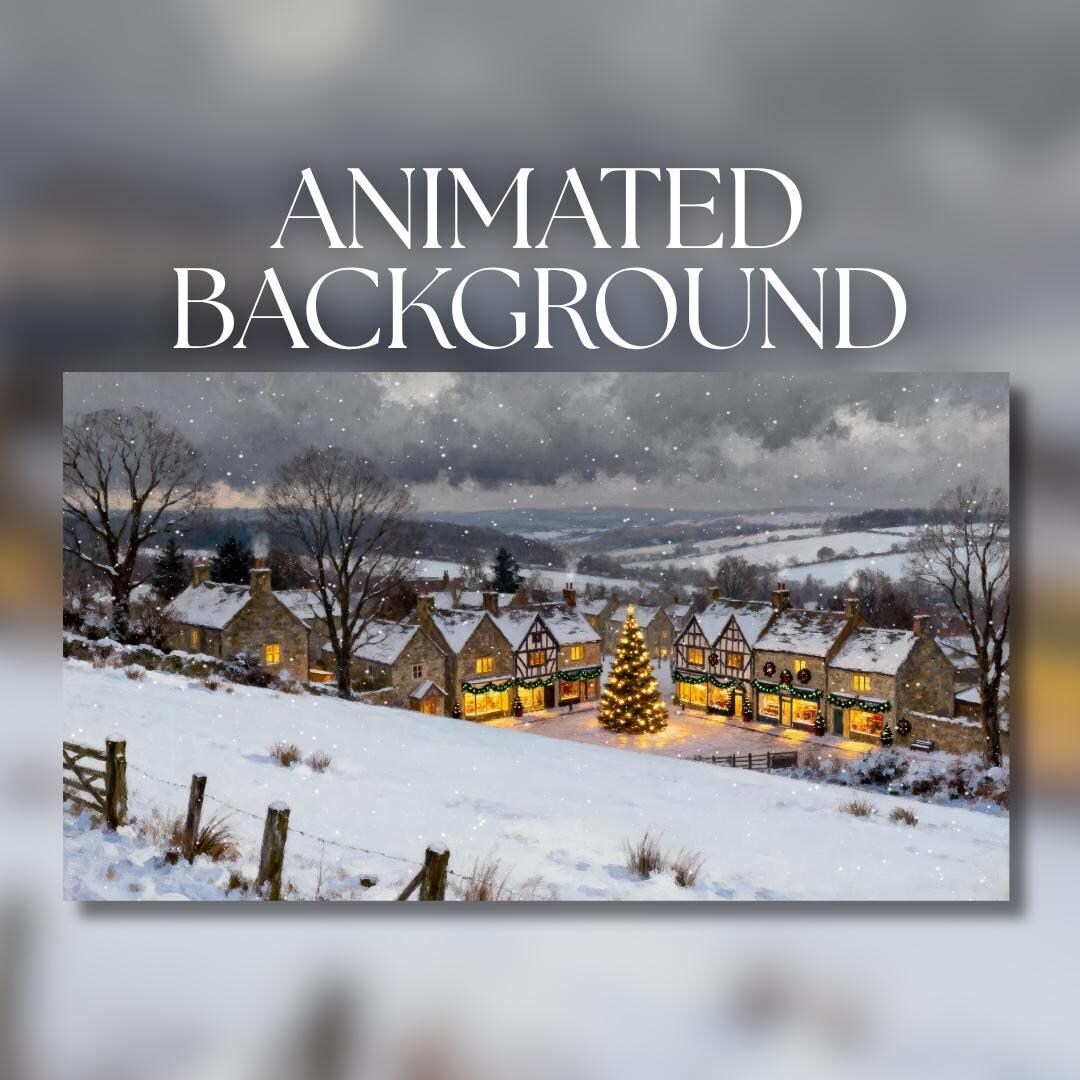 Animated Background | Snowy English Village Christmas Market With ...