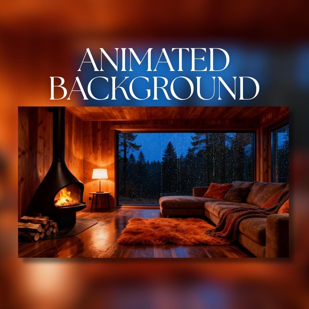 Animated Background | Cozy Rainy Forest Cabin Living Room With ...