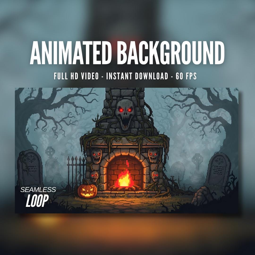 Animated Background | Haunted Graveyard Fireplace | Spooky Halloween ...