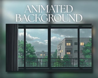 Animated Background | Rainy Apartment Window View | Overcast Urban Neighbourhood | MP4 Digital Download | AB34