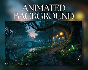 Fond animé | Chemin enchanté en forêt | Rivière magique et lumières scintillantes | Téléchargement numérique MP4 | AB455