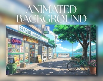 Animated Background | Seaside Mini Mart Store | Coastal Town Summer Scenery | MP4 Digital Download | AB12