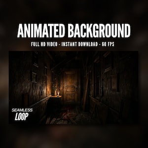 Animated Background | Haunted Hallway | Flickering Candlelight | Abandoned House | Dark Horror | MP4 Digital Download for Streaming | AB695