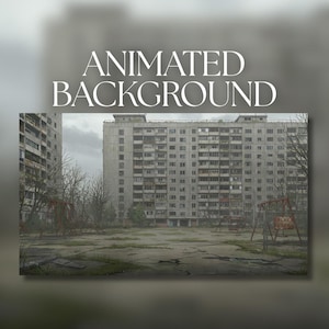 Animated Background | Abandoned Apartment Playground | Urban Decay Eastern Bloc Courtyard | MP4 Digital Download | AB343