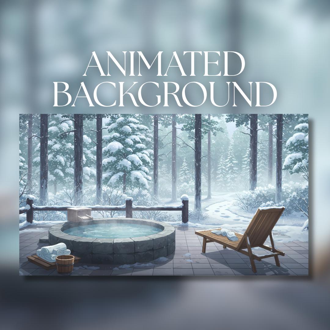 Animated Background | Winter Hot Tub | Snowy Forest | Gentle Falling ...