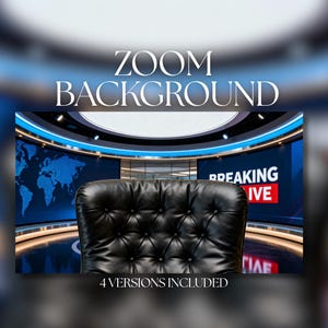 Zoom arrière-plan | Set de diffusion News Studio | Zoom sur les dernières nouvelles | Toile de fond professionnelle pour appels vidéo | Téléchargement numérique