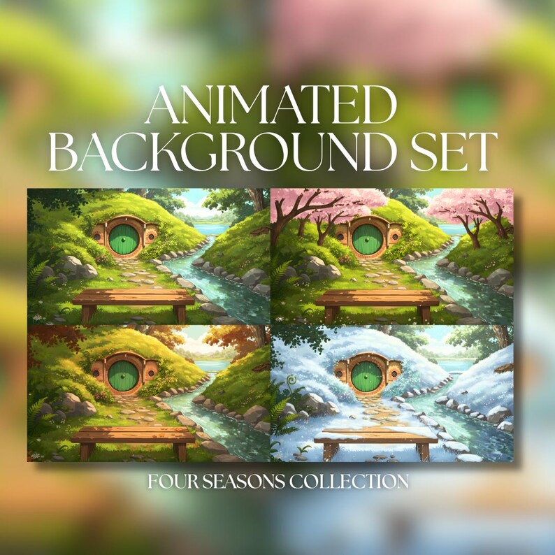 Animated Background Set | Cozy Hobbit Riverside Home – Four Seasons ...