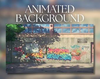 Animated Background | High School Graffiti Wall | Urban School Courtyard | MP4 Digital Download | AB207
