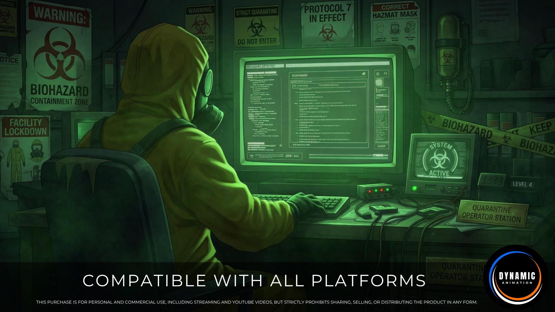 Animated Background | Hazmat Operator at Biohazard Control Station ...