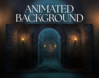Animated Background | Dark Medieval Dungeon Corridor | Haunted Castle Passage with Fire Torches | MP4 Digital Download | AB505
