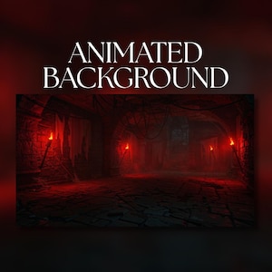 Animated Background | Vampire Crypt Hallway | Torchlit Stone Dungeon | Gothic Horror | MP4 Digital Download for Streaming | AB559