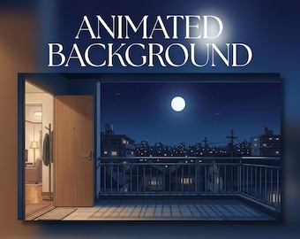 Animated Background | Moonlit Apartment Balcony View | Cozy Urban Nightscape | MP4 Digital Download | AB396