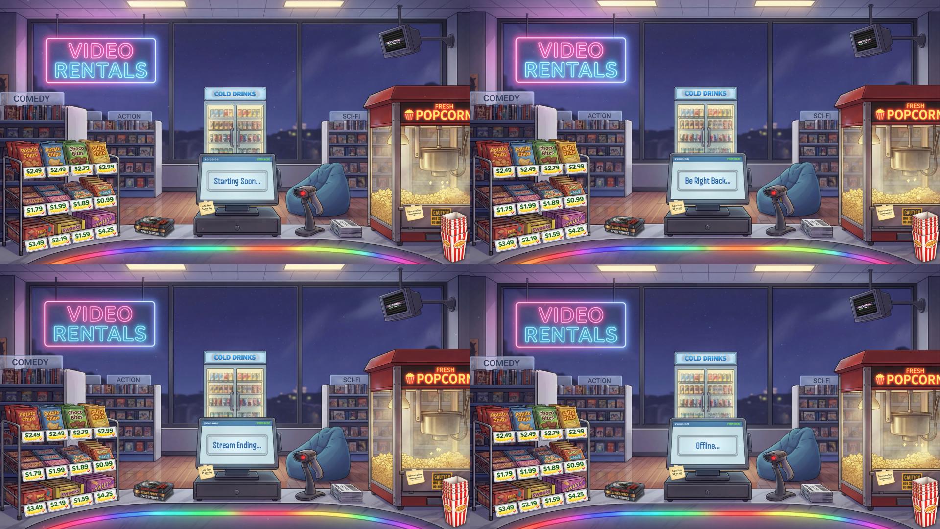 Animated Stream Screens | Retro VHS Video Rental Store Interior ...