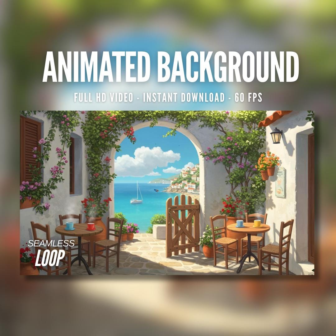 Animated Background | Mediterranean Courtyard Cafe | Coffee | Vibrant ...