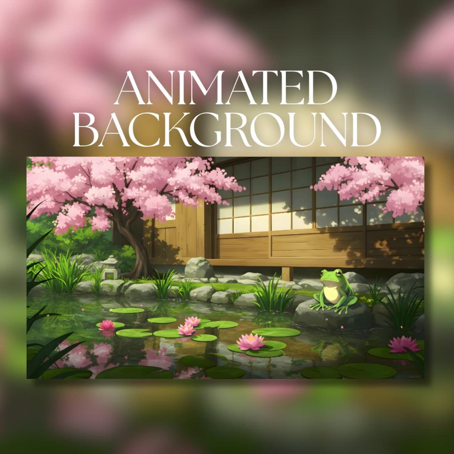 Animated Background | Japanese Zen Garden With Cherry Blossoms, Lily ...