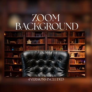 Zoom-bakgrund | Mörk akademisk biblioteksstudie | Vintage bokhyllabakgrund | Professionell bakgrund för videosamtal | Digital nedladdning