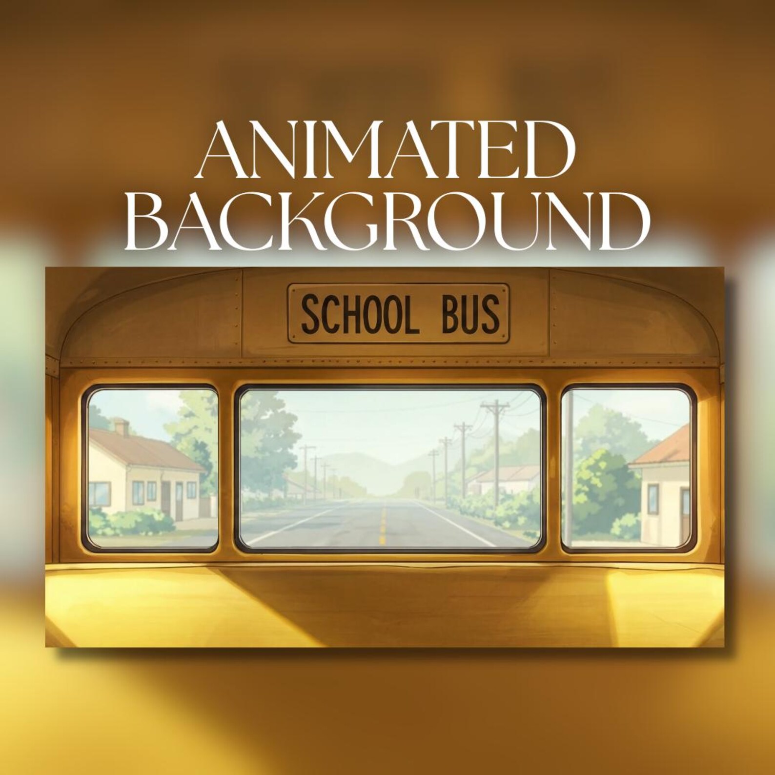 Animated Background | Back of School Bus Window View | Quiet Suburban ...