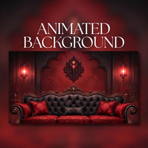 Animated Background | Dark Gothic Red Velvet Sofa Room | Luxury Crimson Interior | VTuber Streaming Background | AVT85