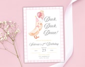 Watercolor Duck 2nd Birthday Invitation – Girl Birthday (Digital Download)