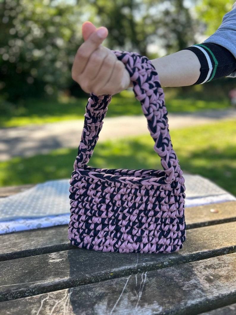 Crochet Bag Purple and Black Bag Trendy Bag Handmade Bag Handbag Made