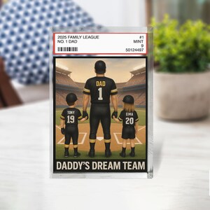 Carte à collectionner personnalisée de l'équipe de football américain n° 1, papa, grand-père, homme et enfants, plaque en acrylique personnalisée, cadeau d'anniversaire et de fête des pères pour le football américain