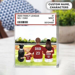 Personalized Father's Day Gift,Custom Baseball Family Trading Card Style Personalized Acrylic Block Plaque,Fathers Day Gift for Baseball Dad