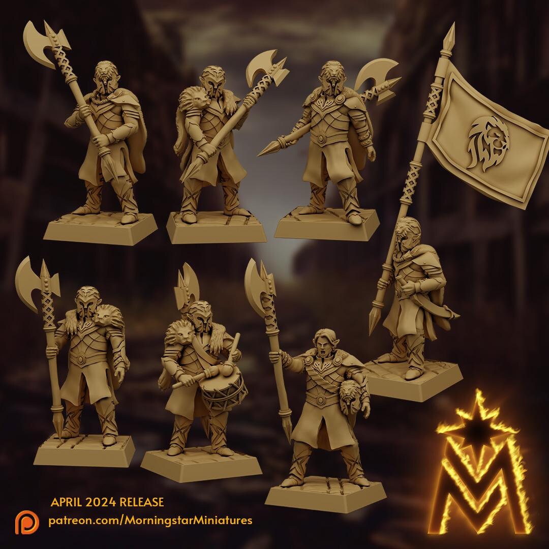 Nelf Highborn HIGH ELF LION Guard Unit Presupported Stl Wargaming Fantasy Miniatures ...