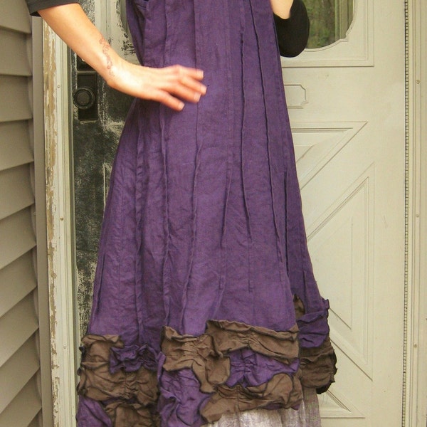 RESERVED for Cheryl (Purple and Brown Petals Dress XL)