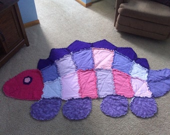 Pink/Purple Dinosaur Rag Quilt RTS