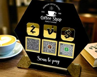 Custom Acrylic QR Code Payment Sign – Scan to Pay, Multi-Link Display