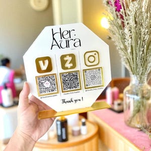 カスタムアクリルQRコードサイン：ソーシャルメディアと決済表示、ビジネスサイン