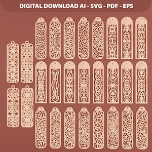 Floral Bookmark Bundle Svg, Wooden Template Engraved Laser Cut Files, Book Lover Gift, Teacher Gift Glowforge File, Digital File