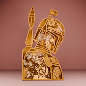 Decoração Star Wars Multicamadas Home Svg, Decoração de Personagens Star Wars Lasercut Svg, Peça de Arte em Camadas para Glowforge SVG, Dia dos Pais, Pro006