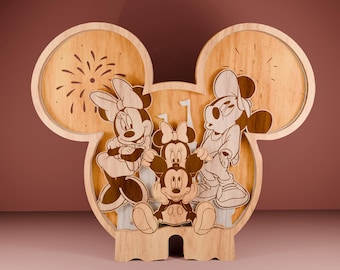 Cartoon Multilayers Laser Cut File, Multilayers svg, Cartoon Mouse Head Multilayer Design, Layer Art Piece for Glowforge SVG, Pro005